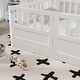 preview thumbnail 9 of 12, White Twin Size Pine Wood Floor Bed with Full-Length Guardrail and Door