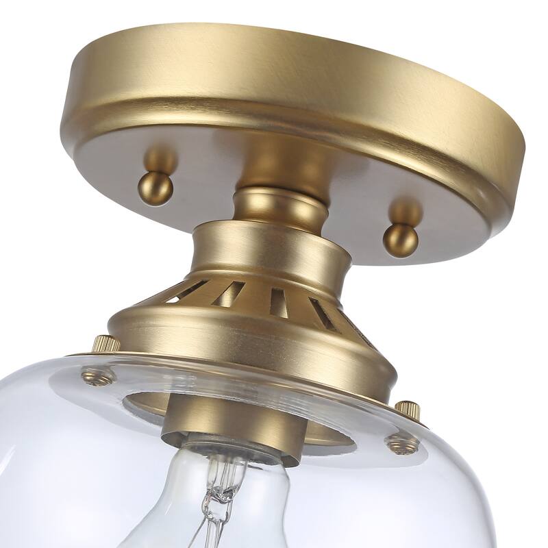 Wry Lighting Daphne 1-light Semi-Flush Mount in Brushed Champagne Brass - Brushed Champagne Bronze - 1-Light Semi-flush