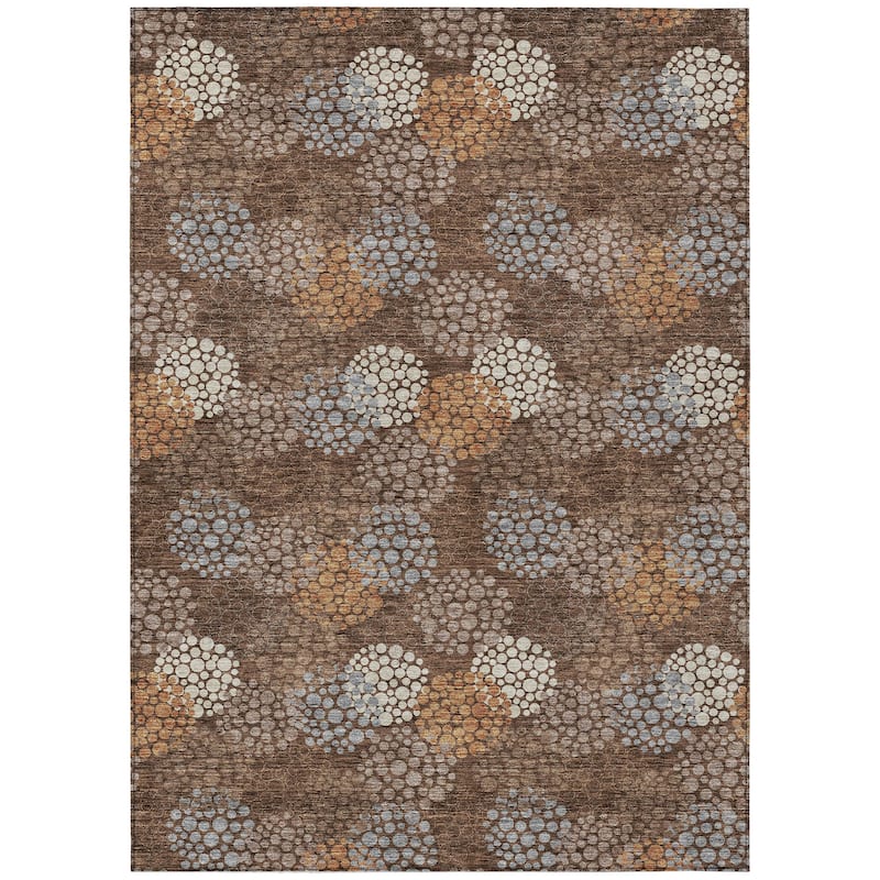 Machine Washable Indoor/ Outdoor Chantille Modern Bubbles Rug