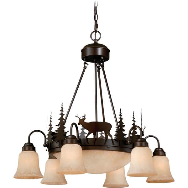 slide 2 of 9, Vaxcel Lighting Bryce 9 Light 28-1/2" Wide Chandelier with Elk Accents Burnished Bronze