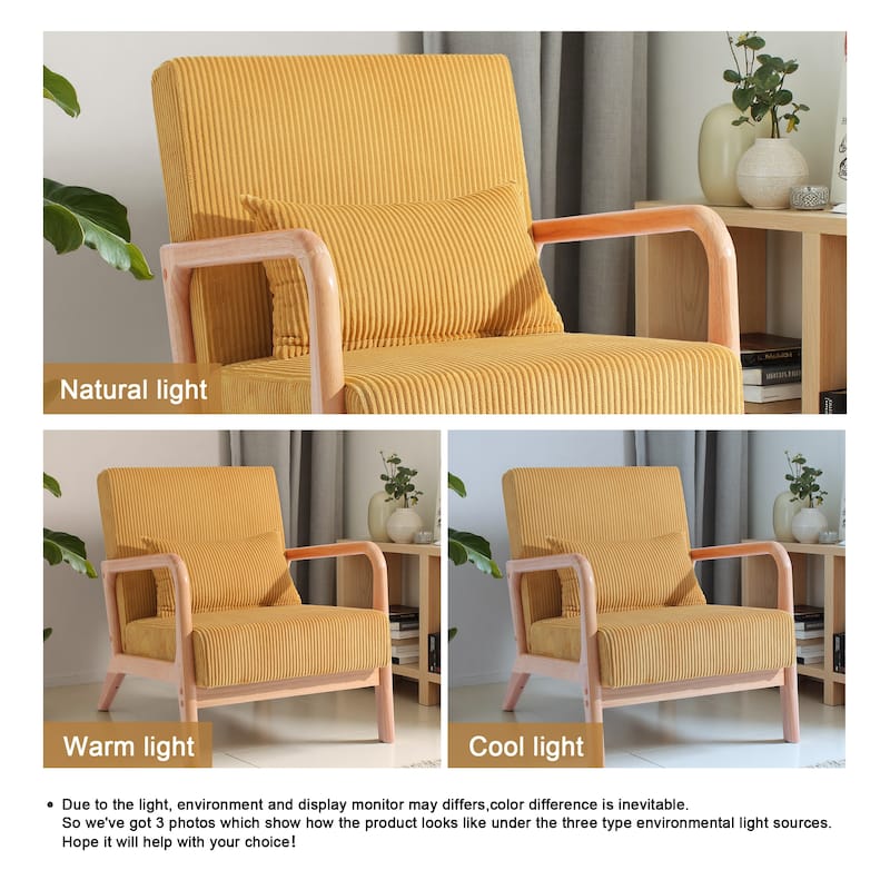 Modern Upholstered Accent Chair with Wood Legs Set of 2