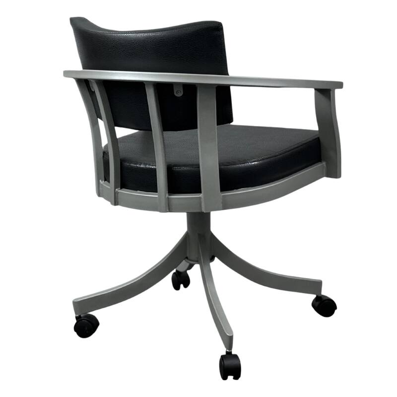 Tempo Furniture Regal Caster Swivel & Tilt Dining Chair w/ Arms Armchair Nickel Powder Coat Finish & Black Polyurethane