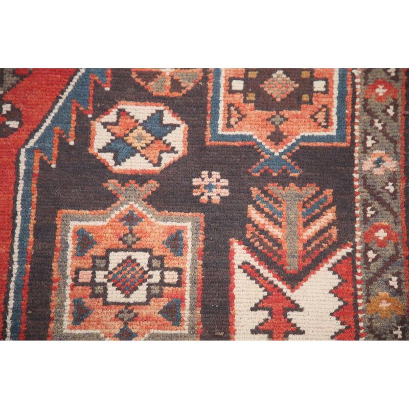 Hand Knotted Oriental 100% Wool Carpet Traditional Tribal Greys & Charcoal Hamedan Area Rug - 7' 1'' X 4' 2''