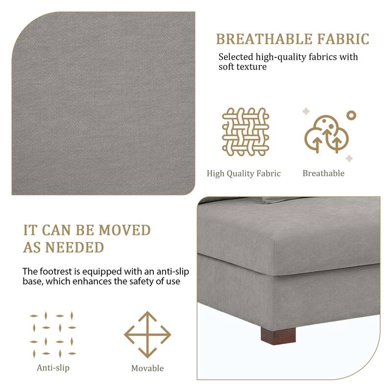 2 Set Chenille Upholstered Modular Sectional Sofa Chaise with Pillows