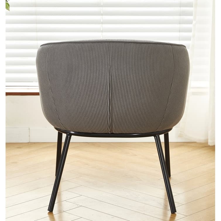 Corduroy Design Luxury Elegance Modern Channel Chair with Black Metal Legs Complement the Chic