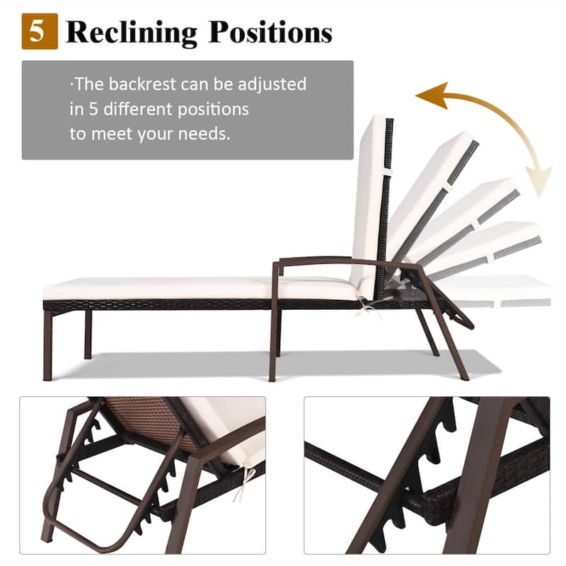 Costway Set of 2 Patio Rattan Chaise Lounge Chair Outdoor Reclining - See Details