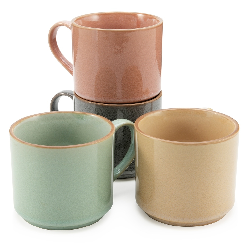 Elle Decor Double Wall Glass Insulated Coffee Mugs With Color
