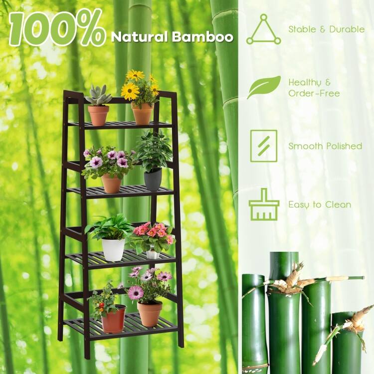 4-Tier Plant Rack with Guardrails Stable and Space-Saving for Home - 19" x 12.5" x 45"