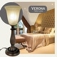 preview thumbnail 2 of 6, Bronze Table Lamp with Alabaster Glass Shade
