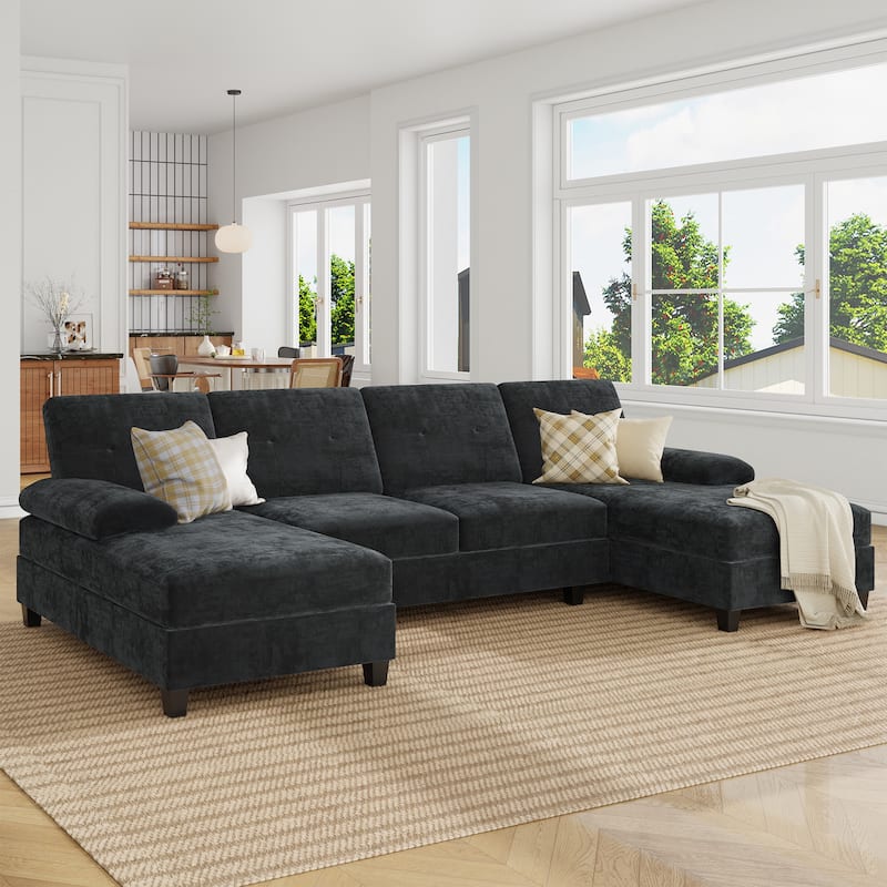 106'' Sectional Sofa with Thick Cushions for Living Room