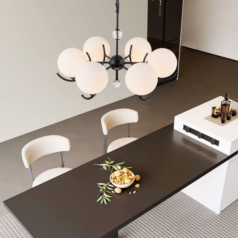 Starsky 6-Light 27inch Modern Sputnik Ceiling Light Glass Globe Bubble Chandelier