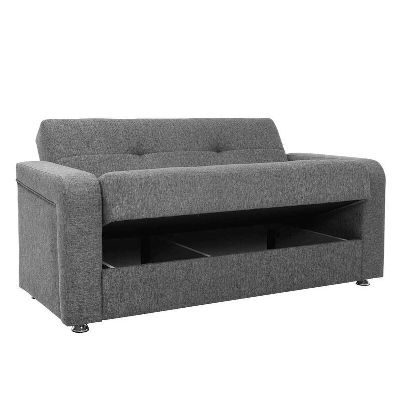 Collection Upholstered Convertible Loveseat With Storage - Grey