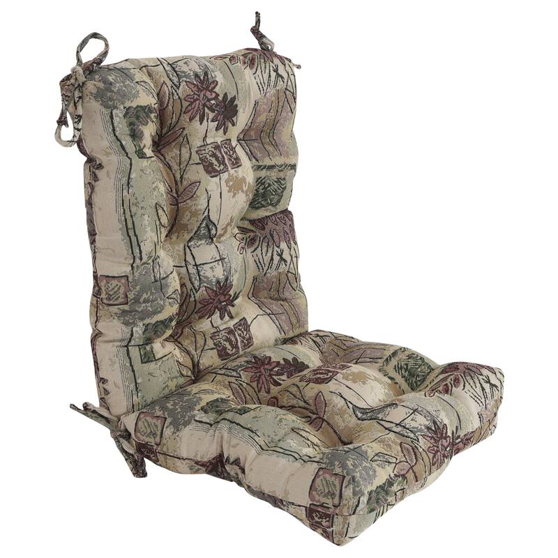 Tapestry Tufted Seat/Back Chair Cushion (Multiple Sizes) - 18 x 38 - Japanese Gardens - Single