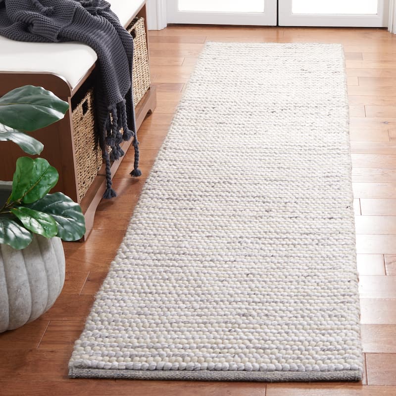 Martha Stewart by SAFAVIEH, Handmade Lisaveta Modern Wool Rug - 2'3" x 9' Runner - Ivory/Light Grey