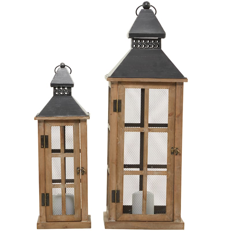 Brown Wood Lighthouse Style Candle Lantern