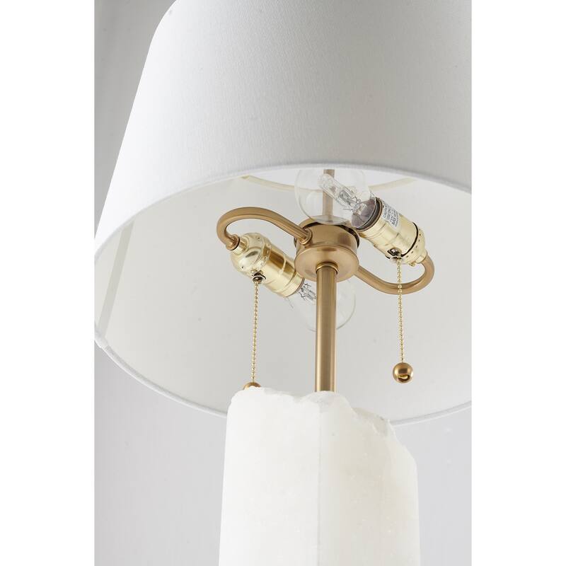 White Marble Base Table Lamp with Gold Metal Frame