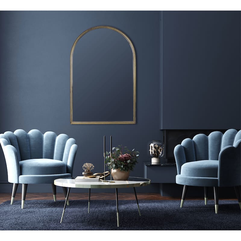 Arched Metal Wall Mirror, Gold - Antique Gold