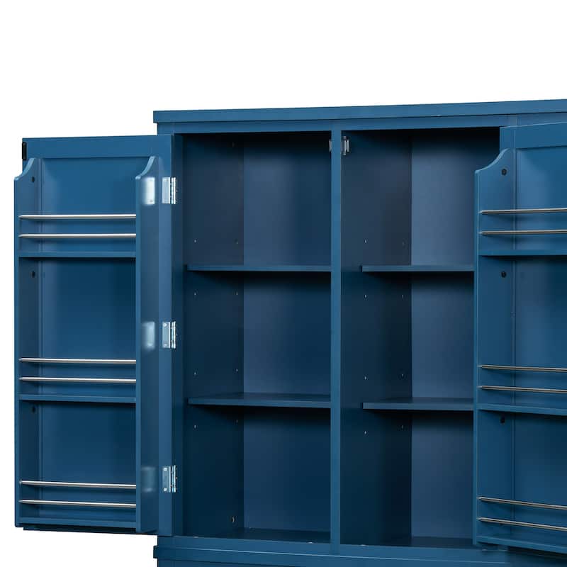 75" Farmhouse Kitchen Pantry Cabinet with Door Shelves, Large Freestanding Cupboard with Pull-Out Trays