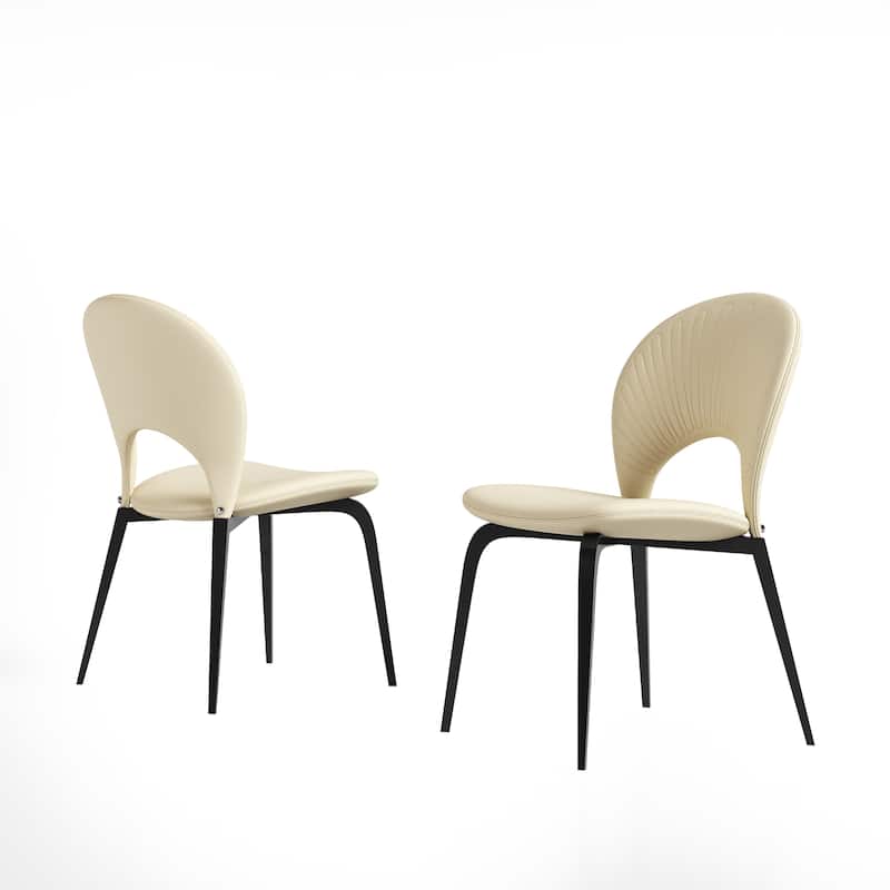 2 Piece PU Leather Kitchen Dining Chair with Backrest, Cushion, Gold Steel Legs for Dining Room Kitchen Living Room Bedroom