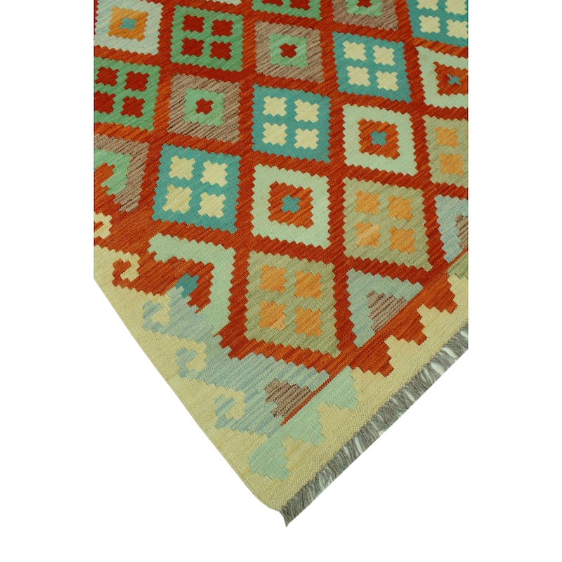Sangat Flatweave Morris Red/Beige Rug - 6'9" x 9'9"