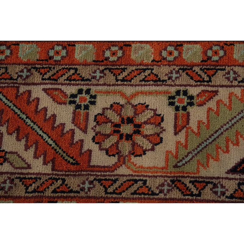 Light Green Heriz Serapi Indian Large Rug Handmade Wool Carpet - 11'11"x 14'6"
