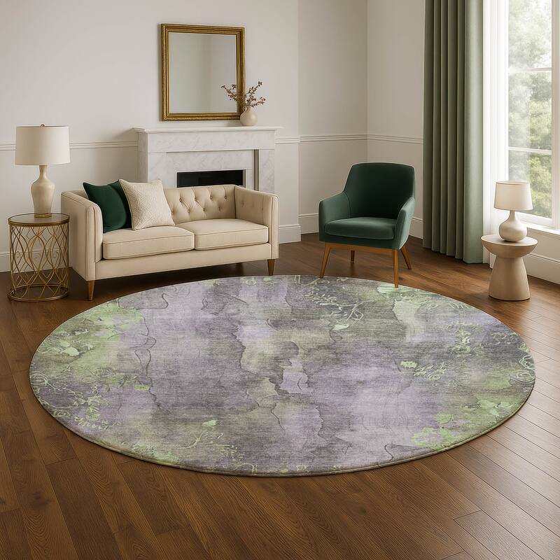 Premium Washable Super Soft Abstract Chic Mayfield Rug - Lavender - 8' x 8'