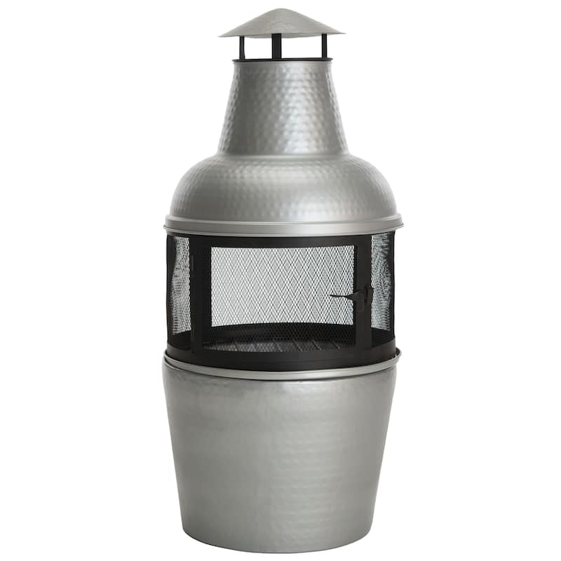 SAFAVIEH Mirbana Silver/ Black Chiminea - 18" x 18" x 40" - 18Wx18Dx40H