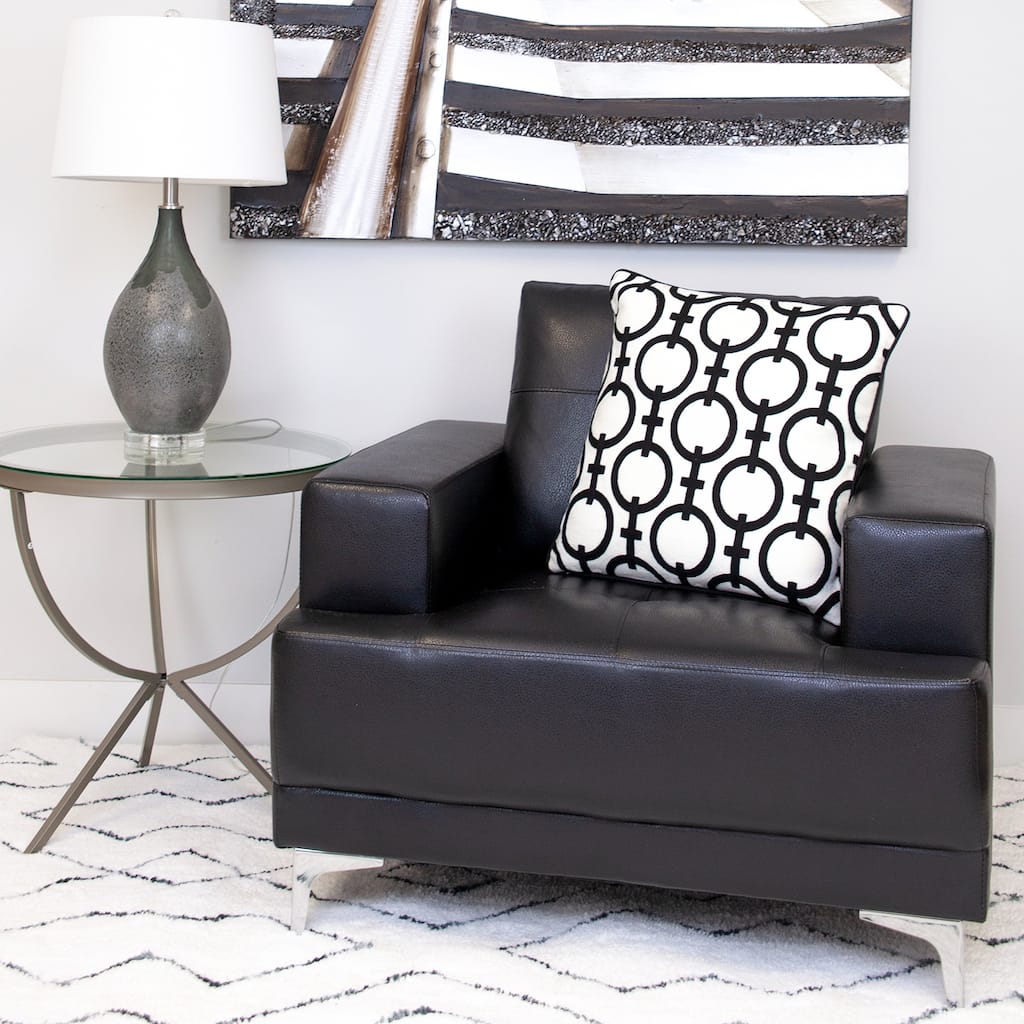 Geometric Square Cotton Throw Pillow - 20" - Black and White