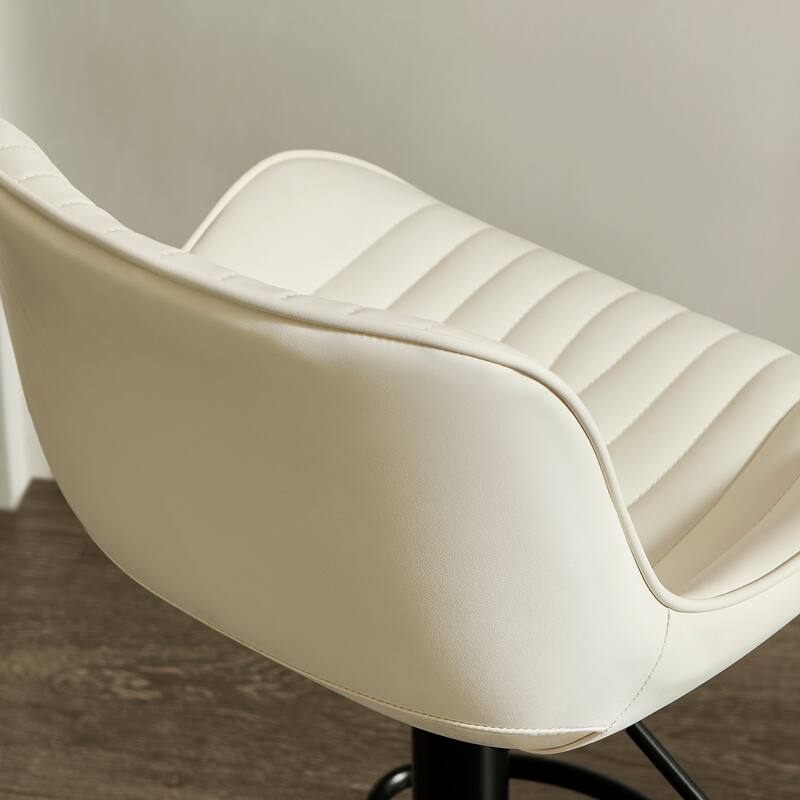 Roundhill Furniture Kovyn Contemporary Adjustable Barstool with Faux Leather Swivel Seats, Set of 2