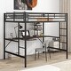 preview thumbnail 2 of 7, Full Size Metal Bed Frame Loft Bed with Desk and Shelf,Guard Rails & Double Ladder,Space-saving