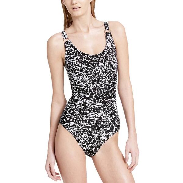 Shop Calvin Klein Womens One Piece Swimsuit 12 Black White