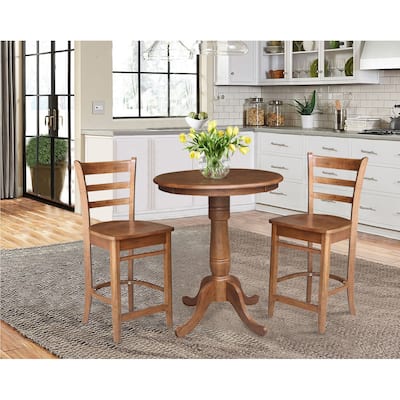 30" Round Top Pedestal Table with 2 Emily Counter Height Stools - 3 Piece Set