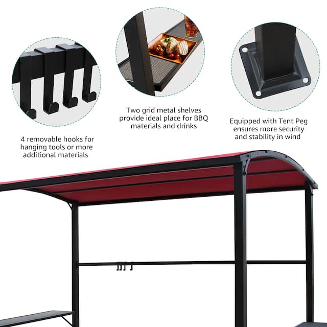 Outdoor Steel Frame Grill Gazebo Canopy Barbecue Shelter