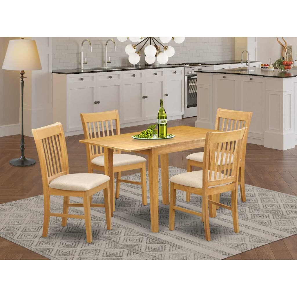 5-Piece Natural Oak Finish Solid Wood Top - Dining Room Set - Seats 4