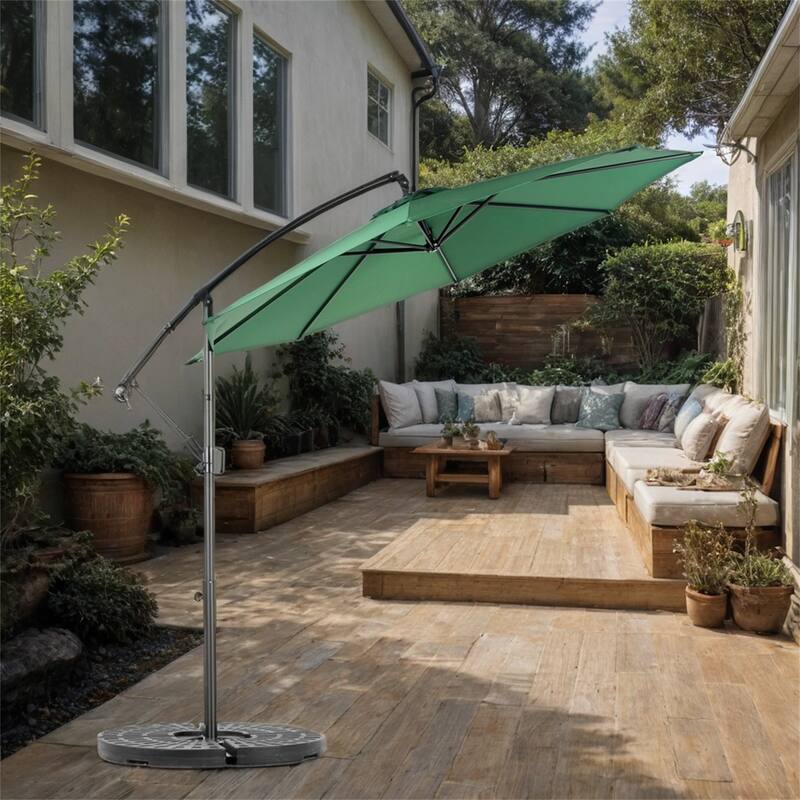 116" Patio Hanging Polyester Umbrella with Tilt Adjustment and 8 Ribs