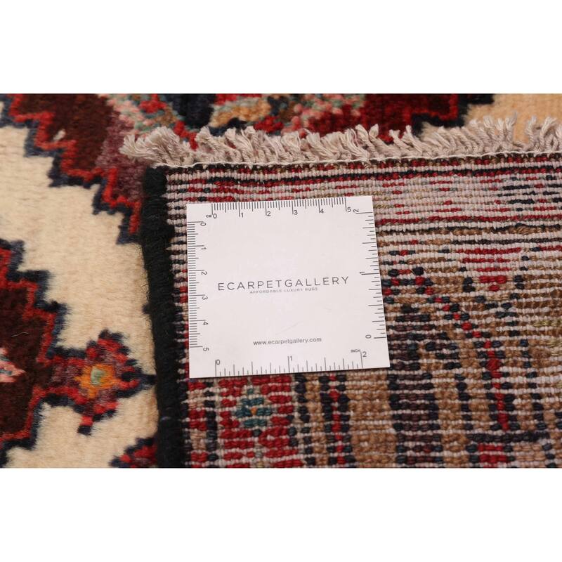 ECARPETGALLERY Hand-knotted Andelz Cream, Red Wool Rug - 2'7 x 6'11