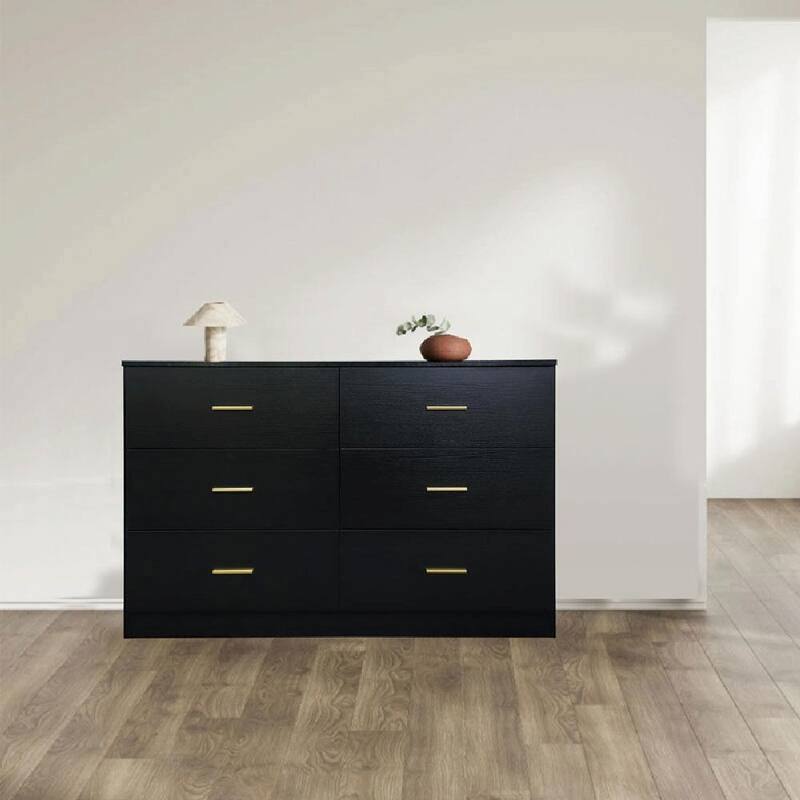 Modern 6-Drawer Dresser for Bedroom - Ample Storage, Wide Chest of Drawers, Sturdy & Safe