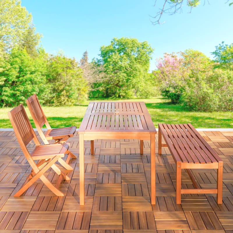 Lucius Reddish Brown Folding Bistro Table and Chair Dining Set