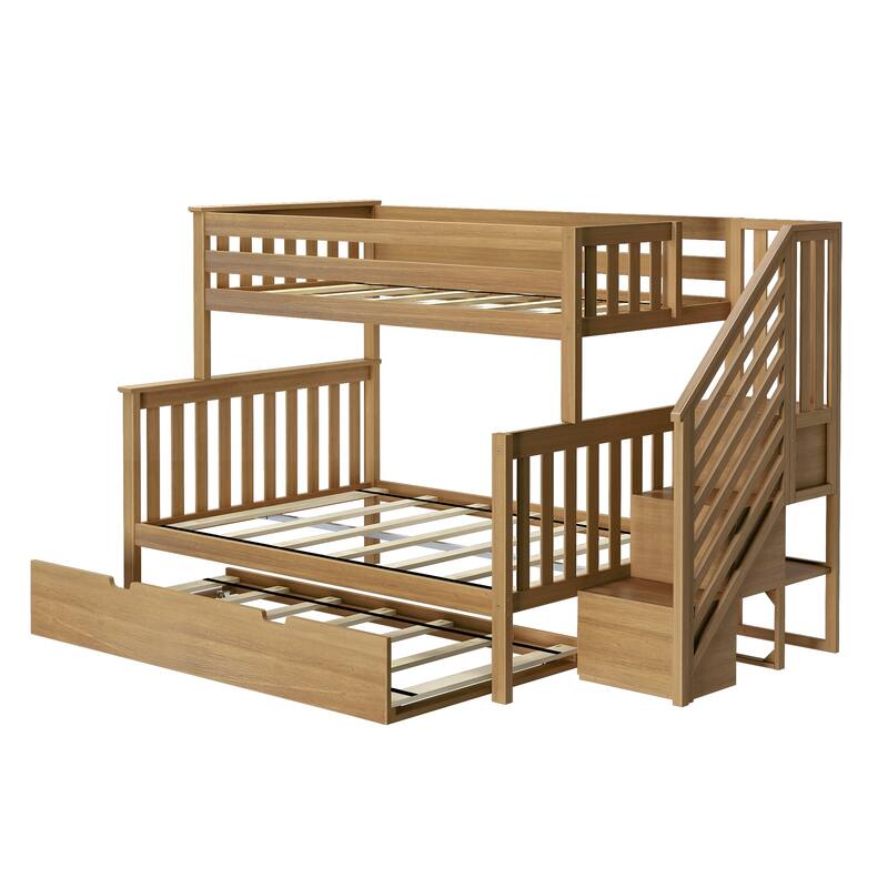 Max and Lily Twin over Full Staircase Bunk Bed with Trundle
