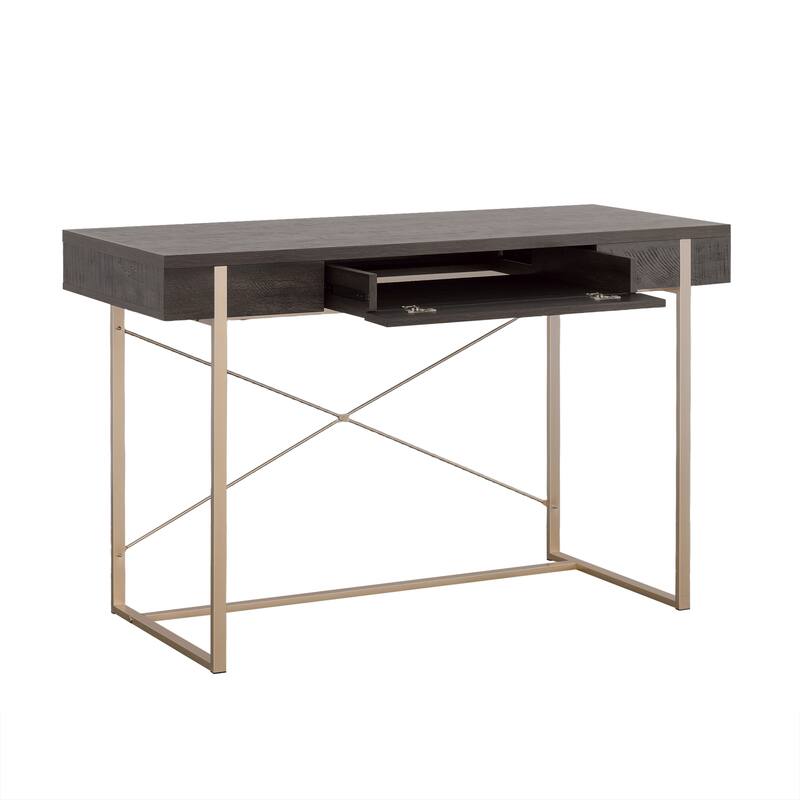 Wood Writing Desk with Elegant Design, Dark Brown