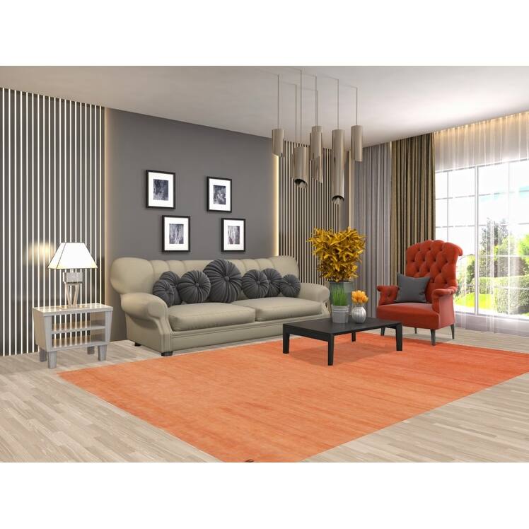 Orange Modern Gabbeh Oriental Area Rug Handmade Wool Carpet - 6'6" x 9'9"