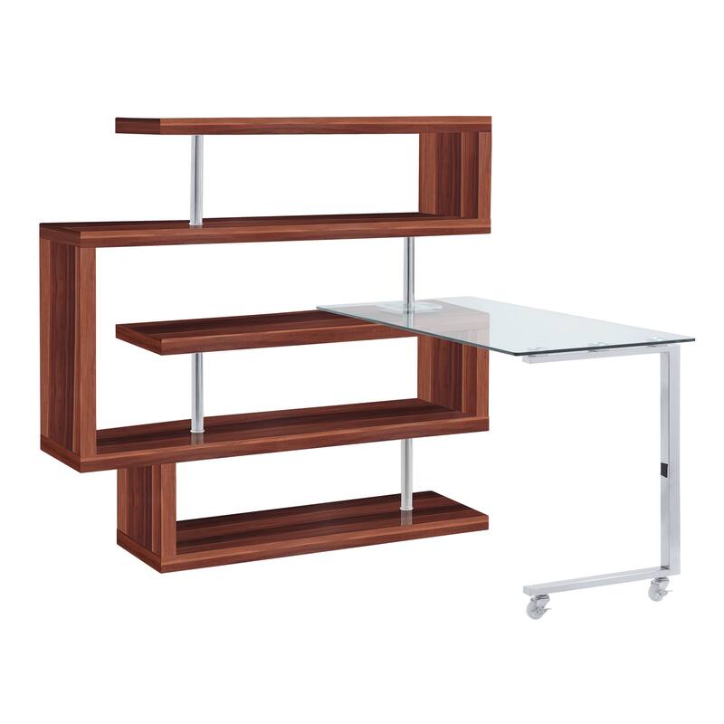 Chrome High Gloss Finish Writing Desk with Shelf