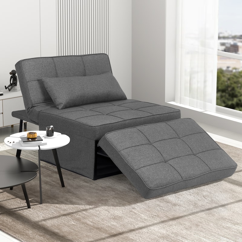 Ainfox Convertible Sofa Bed,4 in 1 Multi-Function Folding Ottoman Bed with Adjustable Backrest - Light Grey