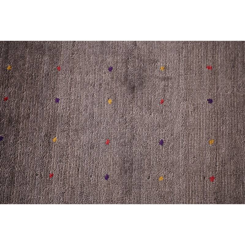 Gabbeh Oriental Area Rug Hand-Knotted Tribal Brown Wool Carpet - 7'8"x 9'9"