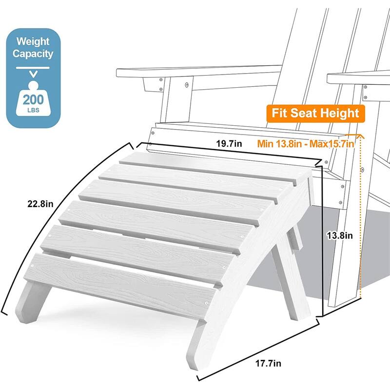 Winsoon 5-Piece All Weather HIPS Outdoor Folding Adirondack Chairs, 2 Ottomans and 1 Side Table