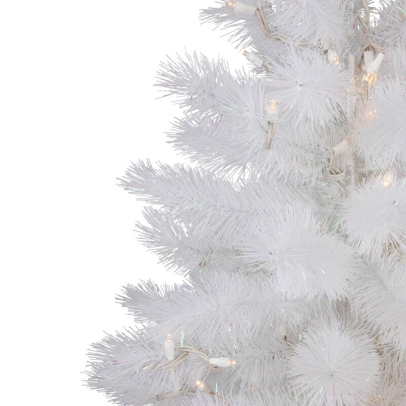 3' White Alaskan Pine Artificial Christmas Tree, Warm White LED Lights - 3 Foot