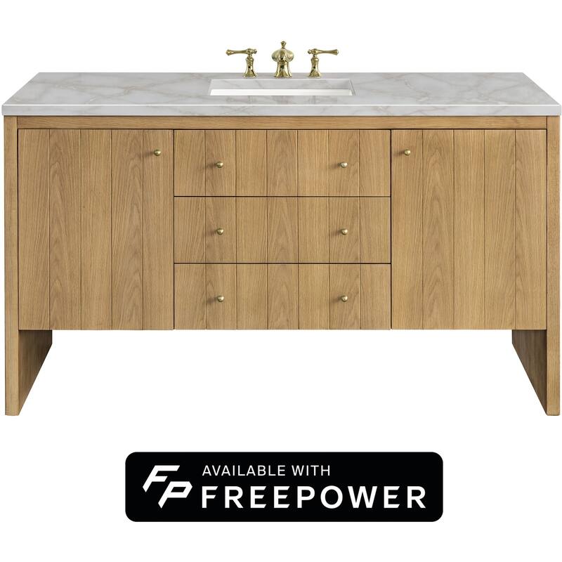 James Martin Vanities 435-V60S-FVSL Hudson 60" Free Standing Single - Light Natural Oak - Oak Finish