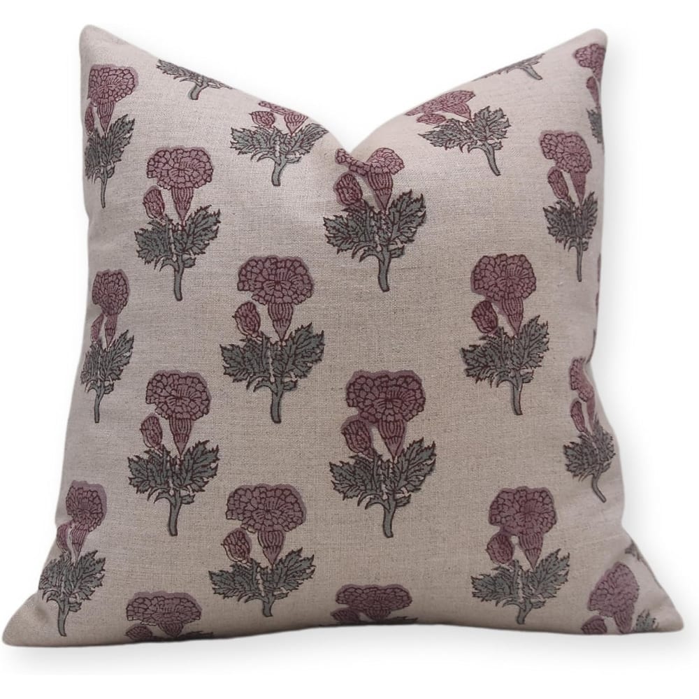 Fabdivine Linen Farmhouse Block print pillow Cover