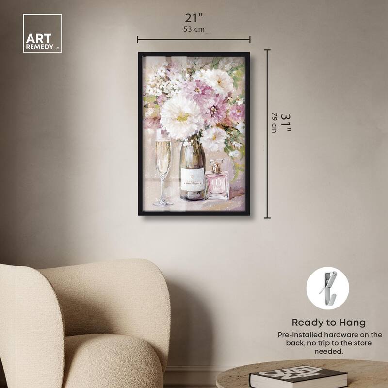 Light Floral Champagne Vase Shadowbox by Art Remedy
