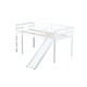 preview thumbnail 25 of 41, Twin Size Solid Wood Low Loft Bed with Slide, Ladder, Safety Guardrails, and Sturdy Rubberwood Frame